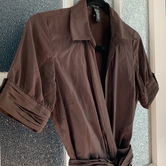 LAUNDRY Espresso Brown Tee Wrap Waist Midi Dress (2) - Picture 3 of 11